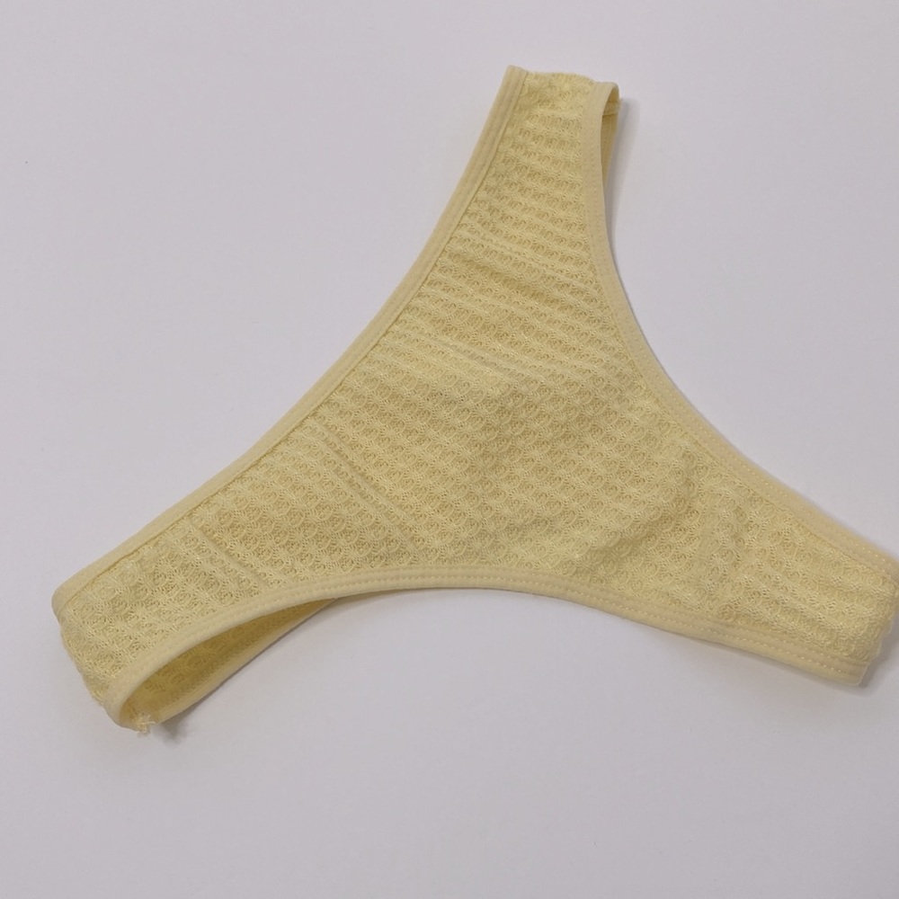 Yellow Women's Thong Underwear Small Cottagecore V-shape